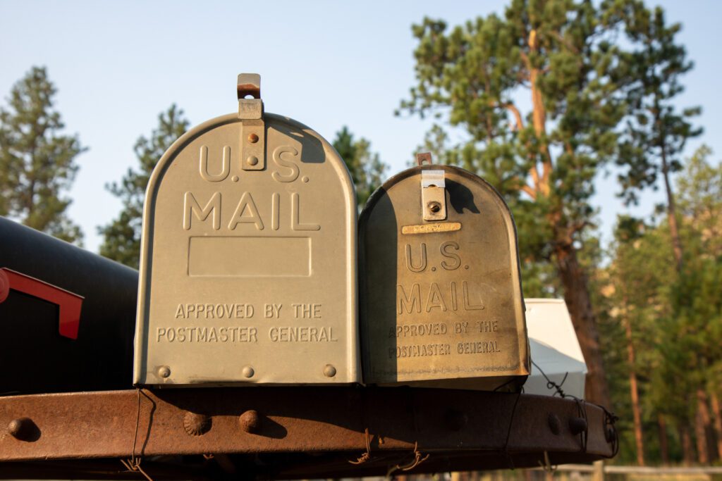 Close up of roadside mail boxes