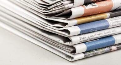 A stack of newspapers