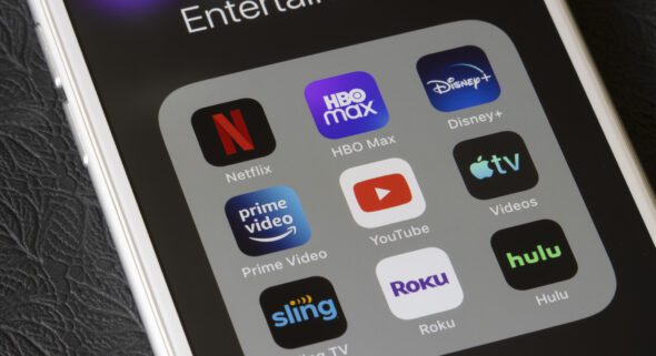 Roku, Netflix and Hulu apps on a mobile device