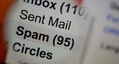 Email inbox showing a full spam folder