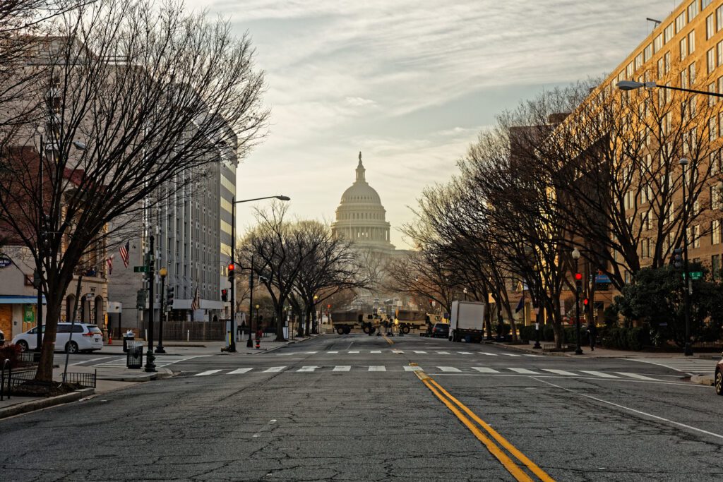 View of the US Capitol from Independence Avenue in Washington, DC