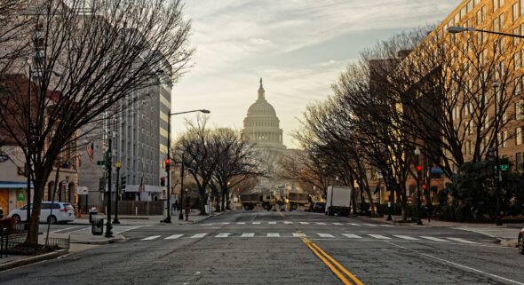 View of the US Capitol from Independence Avenue in Washington, DC