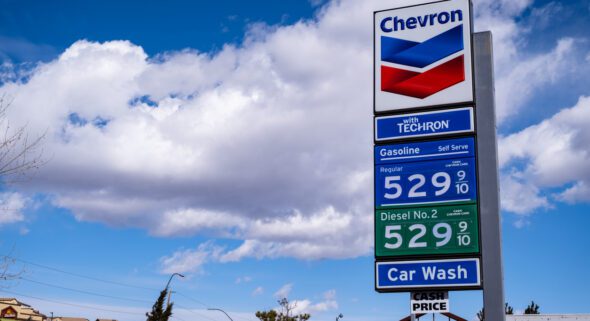Gas station in Nevada showing $5 per gallon gas prices