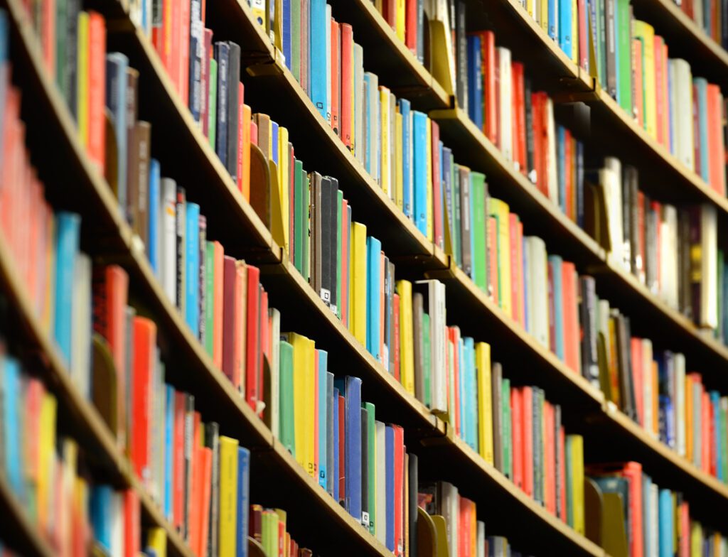 Bookshelf inside a large research library