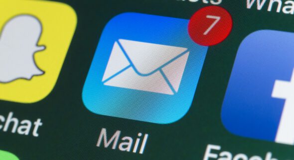 Mail, Facebook, Snapchat and other phone Apps on iPhone screen