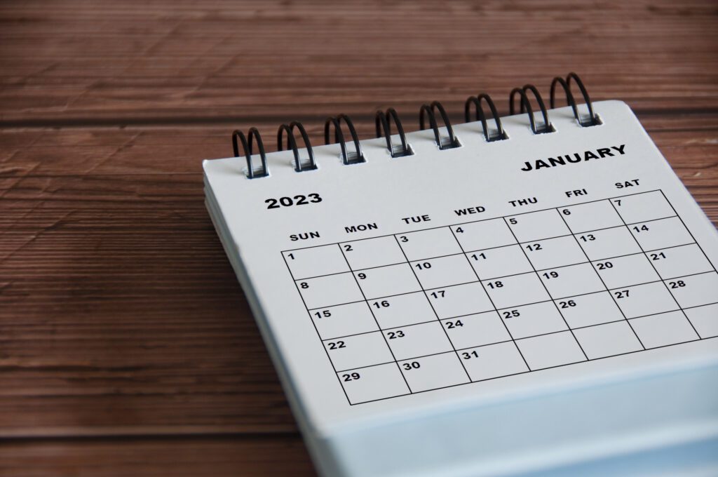 January 2023 desk calendar