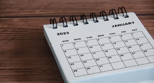 January 2023 desk calendar