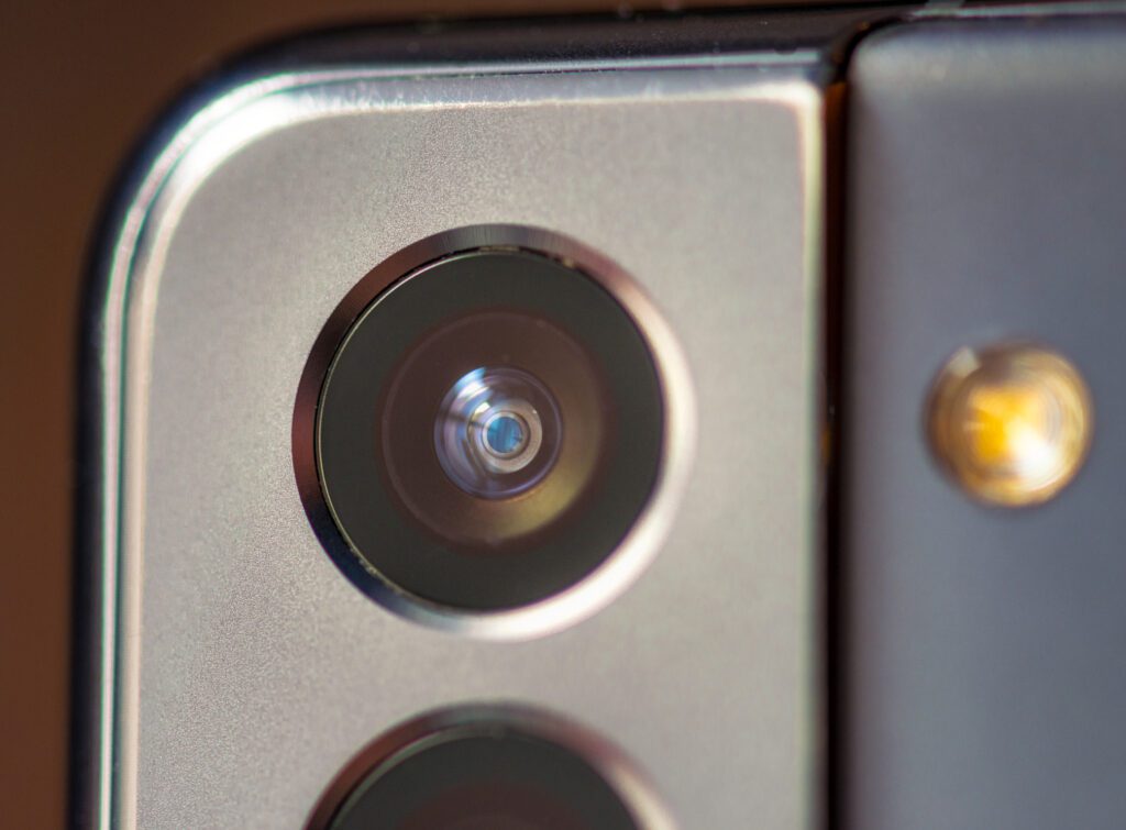 Close-up on smartphone camera lens