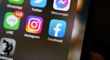 Social media applications on an iPhone screen