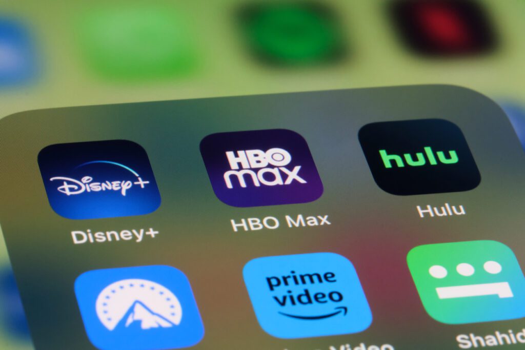 Hulu and other streaming app icons on phone